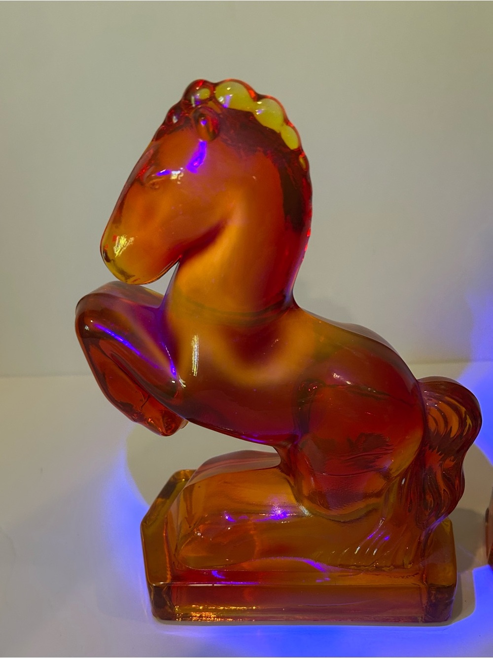 LE Smith Amberina Glass Rearing Horse Bookends Pair MCM - Picture 14 of 16